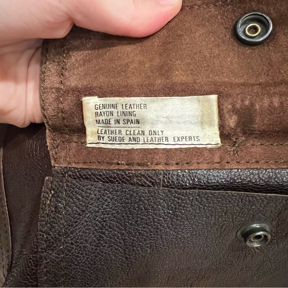 Vintage Brown Suede 100% Genuine Leather Jacket Made in Spain Women's Large - Picture 8 of 13
